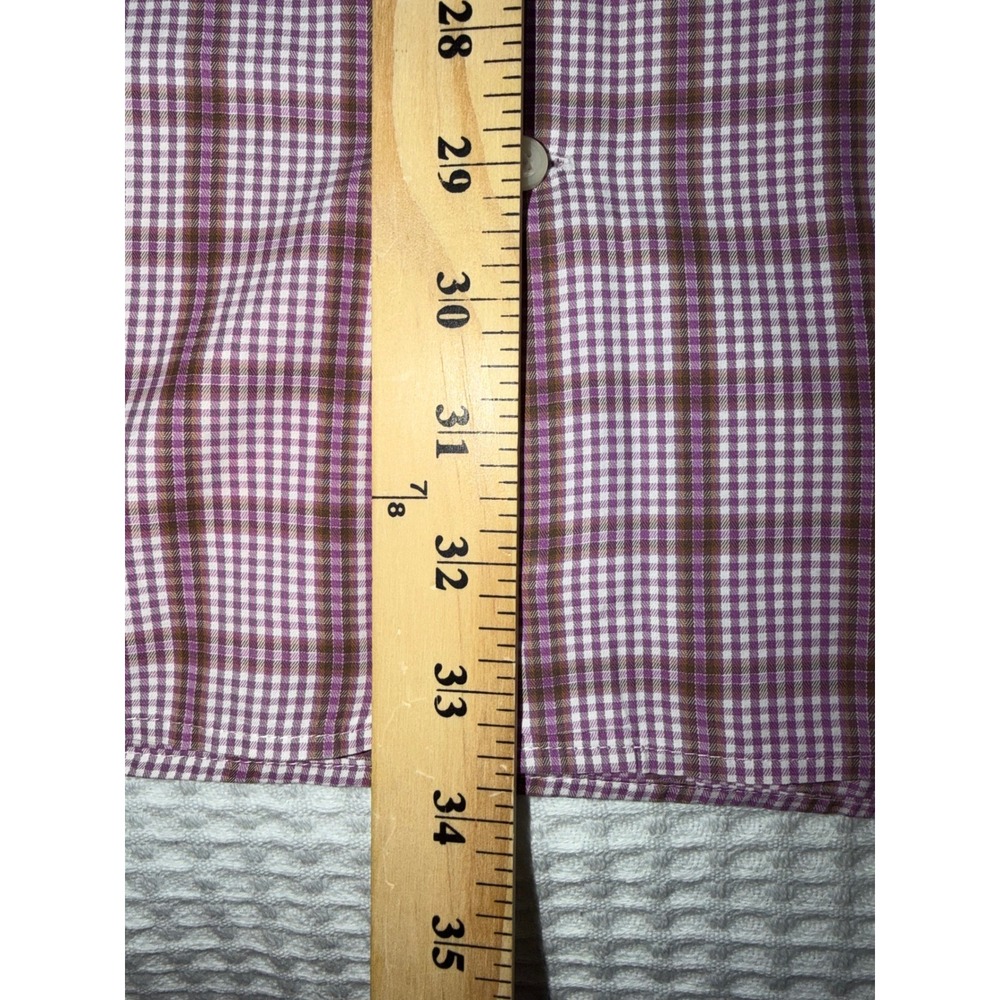 Peter Millar Button Down Shirt Mens XL Purple Brown Plaid Long Sleeve Cotton - Picture 5 of 8